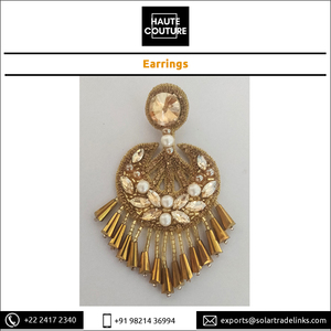 Pendientes colgantes con forma de Luna y cristales dorados, de tamaño personalizado, para fiesta, de fabricante indio - Product Image 6