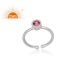 ธรรมชาติสีชมพูพลอยบุษราคัมแหวนเครื่องประดับผู้ค้าส่งชุดปรับ925งบเงินมงกุฎแหวนผู้ผลิตเครื่องประดับ - Product Image 2
