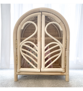 Garde-robe de poupée en rotin naturel, jouet en osier pour enfants - Product Image 3