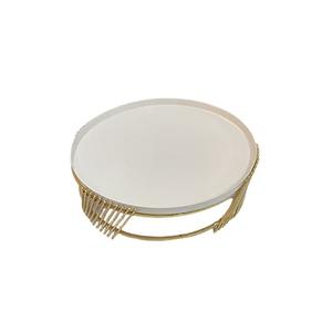 Support à gâteau en métal au design attrayant et tendance pour fête de fiançailles, avec dessus en émail blanc arrondi, pour la décoration de gâteaux - Product Image 1