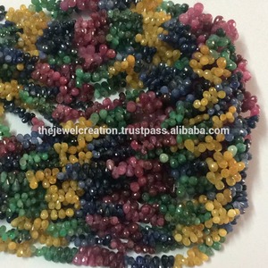 3mm 5mm Natural Multi precioso rubí Esmeralda zafiro piedra facetada gotas Briolette piedras preciosas cuentas hebras para la fabricación de joyas - Product Image 1