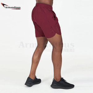 Pantalones cortos de gimnasio para hombre, de algodón, con logotipo personalizado, cordón, para correr, con bolsillos - Product Image 3