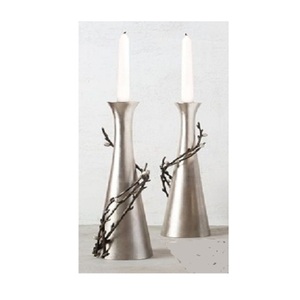 Juego de 2 candelabros de aluminio de color plateado Calidad de lujo Tamaño personalizado Soporte de vela alto para venta caliente - Product Image 1