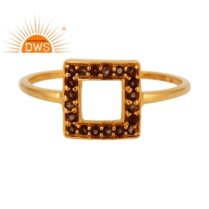 Bague en Quartz fumé naturel de couleur jaune et or massif, fabrication de bijoux, livraison gratuite, 18k - Product Image 1