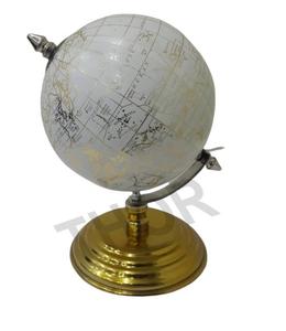 Globe terrestre nautique avec finition dorée brillante, base en acier métallique pour bureau, école, table, décoration de la maison - Product Image 1