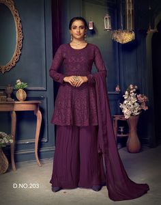 Último indio pakistaní Zaida Anarkali Palazzo Salwar Kameez hermoso bordado fiesta desgaste vestido de mujer bodas fiestas Surat - Product Image 5