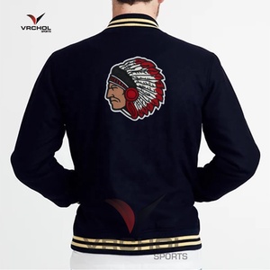 Veste universitaire vintage personnalisable pour homme, hiver, grande taille, doublure polaire, emblème brodé, polyester uni, tricoté en laine - Product Image 2