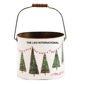 Seau en métal recyclable promotionnel, moderne, écologique, pour la maison et le jardin, rangement décoratif, forme ronde - Product Image 2