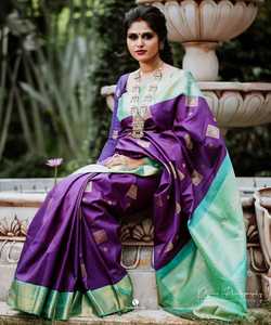 Sari en soie Banarasi jacquard avec blouse, vêtements pour femmes, fête, festival, usage quotidien, sari en soie de coton doux, vente en gros à bas prix - Product Image 4