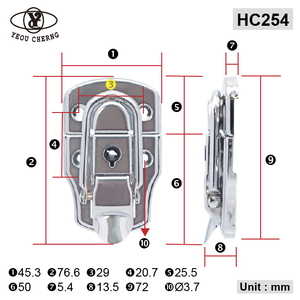 กล่องเครื่องมืออกที่ทันสมัยพร้อมล็อคแบบปรับได้สลักนิเกิลชุบ HC254สังกะสีที่แข็งแกร่ง ROHS ฮาร์ดแวร์พิเศษ - Product Image 2
