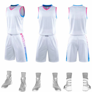 Ensemble de maillots de basket-ball Wildcats, uniforme sublimé sans manches à col en V, bleu et blanc, avec logo, short à cordon de serrage, unisexe adulte, respirant - Product Image 4