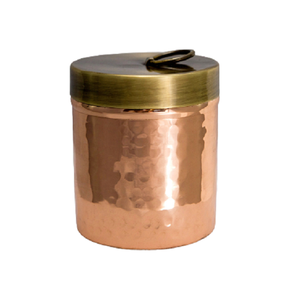 ภาชนะทองแดงรูปทรงกลมดีไซน์โบราณพร้อมฝาทองเหลืองสำหรับเก็บยา - Product Image 1