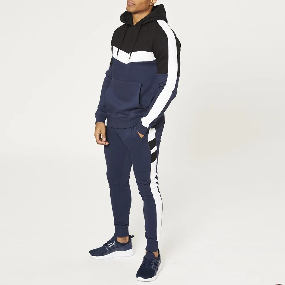 Stylish Slim Fit mens tracksuits Joggers Suits for Men Panel Sweat Suit Custom OEM logo print