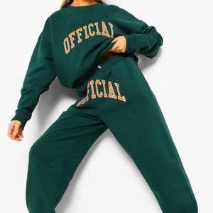 Femmes Sports actifs athlétique pull survêtement imprimé col rond vêtements de sport deux pièces survêtements ensemble en gros pour l'hiver - Product Image 2