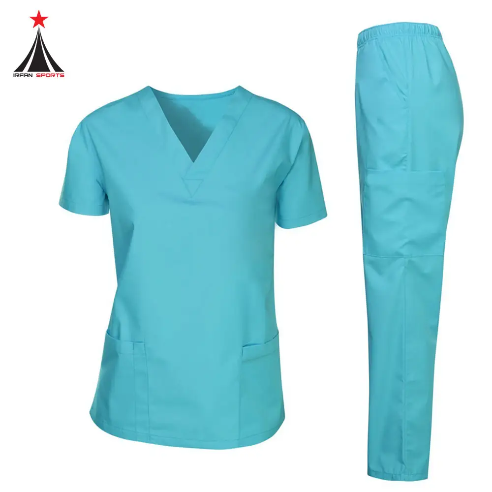 Durable Best Selling Hospital Uniform Flattering Shaped V-Neck Breathable Hospital Uniform