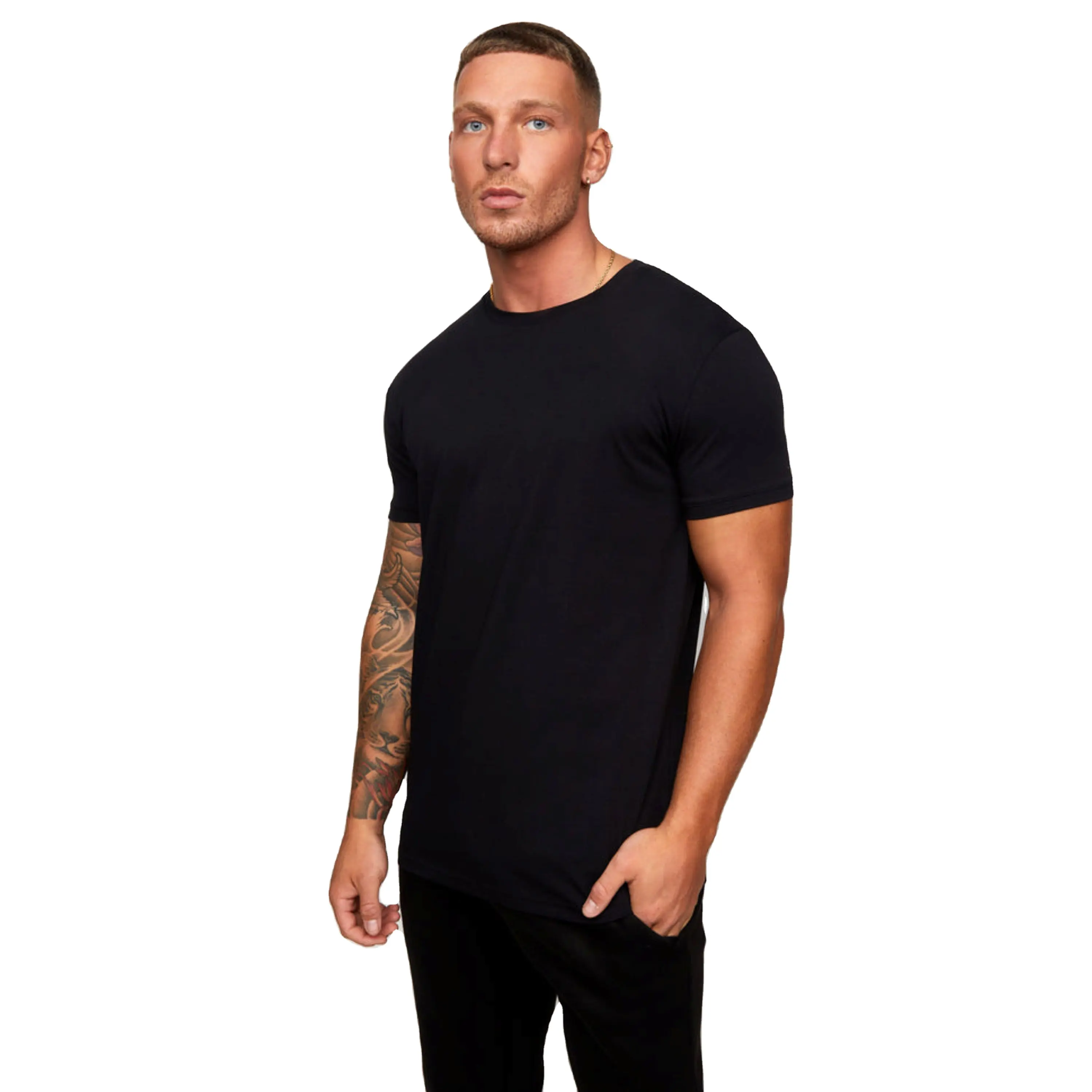 Camiseta 100% de algodón con Logo personalizado para hombre, Camisa lisa en blanco de alta calidad, algodón Premium, 210gsm, Verano