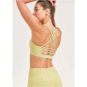 SOLID BLUE COLOR HOT SALE FITNESS WEAR BLISSFUL RIBBED BRA SET - Product Image 5