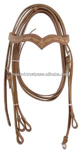 Headstall en cuir occidental personnalisé le plus vendu avec outillage à la main et rênes gravées pour fabricant de chevaux - Product Image 3