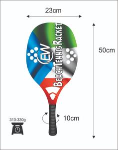 Raquettes de beach tennis sur mesure pour padel/spaddle, poignée en fibre de carbone, face de 22 mm, poids de 320-340 g, longueur de 50 cm, logos et couleurs personnalisés - Product Image 3