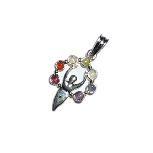 Chakra gemstone carved pendant Gujarat art collectible <b>Angel</b> goddess pendant Semi-precious stone carving Best Value - Product Image 1