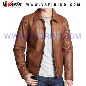 Men's High Quality Distressed Genuine Sheep Skin Leather Waterproof <b>Jacket</b> for Winter <b>Bikers</b> with Front Logo-Wholesale Price - Product Image 2