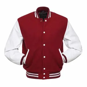 MAROON Wool Premium Varsity Wool Letterman Jacket Real Leather Sleeves