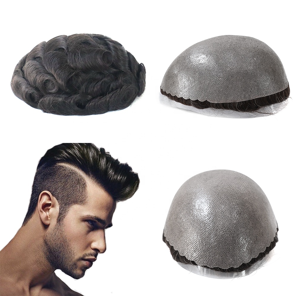 Perruque de cheveux humains pour hommes, 12-14mm, cheveux humains, postiche de remplacement, prothèse bon marché