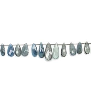 Aigue-marine naturelle en mousse, 21 pièces, de 6x14MM à 10x24MM, à facettes en forme de poire, de bonne qualité - Product Image 3