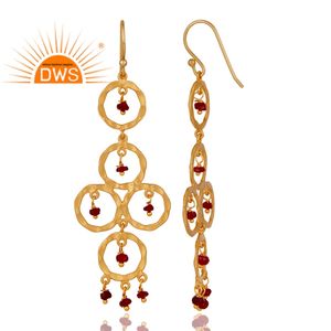 Dernière conception de boucles d'oreilles en argent sterling 925 plaqué or 18 carats avec rubis et pierres précieuses bijoux pour femmes cadeau pour elle - Product Image 3