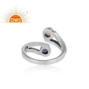 Anillo de plata de primera ley y GEMA de iolita para mujer, sortija de boda, plata esterlina 925, Ópalo etíope Natural, venta al por mayor - Product Image 4