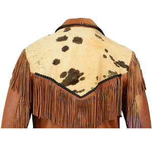 Chaquetas de cuero genuino para montar a caballo con logotipo personalizado de alta calidad, con cuerdas de sujeción, color marrón, EE. UU. - Product Image 5