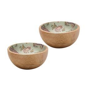 Juego de 2 cuencos de madera impresos para servir comida, uso de ensalada, cuencos de arroz, sopa y frutas de la mejor calidad - Product Image 1