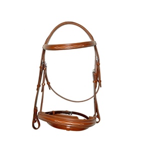 Juego de Brida para Caballo de Cuero de Toro Negro Marrón Clásico Premium, Cómodo y Duradero, con Narquileras y Frontal Acolchados, Logotipo Personalizado - Product Image 3