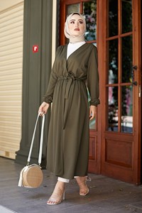 ชุดเดรสคลุมตัวแฟชั่นสไตล์มุสลิมผ้าซาตินไลคร่าสำหรับงานแต่งงานชุดเดรสผ้าตุรกีมีสายคาดเอวผ้าซาตินไลคร่า - Product Image 5