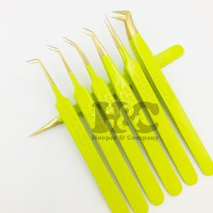 Pinzas de alta calidad Pinzas para pestañas Visón sostenible Punta dorada Pinzas para extensión de pestañas Mango de pestañas de acero inoxidable Logotipo personalizado - Product Image 2