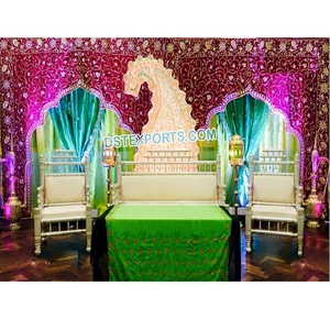 Toile de fond mahaab musulman pour décor de scène de mariage musulman, toile de fond imprimée d'une arche de mariage - Product Image 1