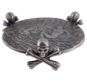 Machine à coudre Antique, 1 pièce, couleur gris foncé, métal Aluminium, forme ronde, tête et os décoratifs, vente en gros - Product Image 1