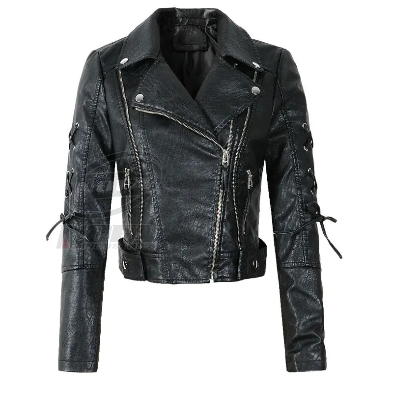 Women Pu Leather Jacket Coat Rivet Zipper Motorcycle Faux Soft Leather Punk Overcoat Lady Red Black White Outerwear jackets