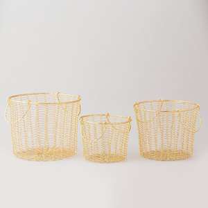 Cestas doradas de Metal con asas, Juego de 3 cestas en forma de rectángulo, nuevo diseño, alta calidad, superventas - Product Image 2