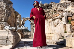 Dubai Kaftan Jilbab Arbric Thobe,ชุดเดรสแขนยาวสำหรับผู้ชายมีกระเป๋าขนาดใหญ่พิเศษสำหรับฤดูร้อน - Product Image 2