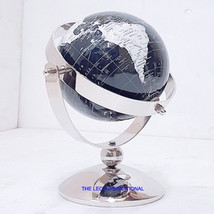 World <b>Globe</b> and Stainless Steel Metal for Home Decor Educational Purpose Knowledge Kids Round Stand 10x8x14 Inch - Product Image 6