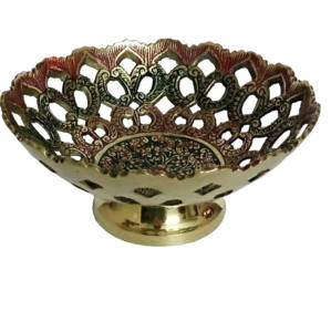 Tazón de fruta de latón, vajilla de la mejor calidad, cuenco de almacenamiento hecho en India con acabado dorado - Product Image 3