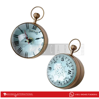 Horloge de bureau nautique en laiton antique avec mouvement à Quartz électronique en forme de boule de verre pour la décoration de bureau de chambre à coucher de salon