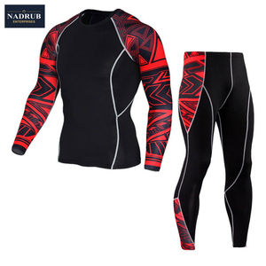 Conjunto de 2 Piezas de Leggings y Camisetas de Compresión de Alta Calidad para Hombre, para Correr y Gimnasio, Material Spandex/Poliéster - Product Image 5
