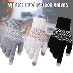 MESS SPORTS Winter Checked Cotton Outdoor Knitted <b>Warm</b> Wholesale Cycling for Screen <b>Gloves</b> - Product Image 6