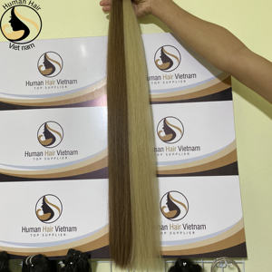 Venta al por mayor de fábrica grado 12A doble de la trama del pelo #6 y 60 seda de Color hueso recto cutícula alineada pelo - Product Image 6