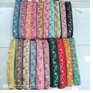 ชุดแต่งงานผ้าโปร่งบางสีต่างๆผ้าลูกไม้ทำจากผ้าโปร่งบางลายดอกไม้ปักลายดอกไม้แบบชนเผ่าอินเดีย - Product Image 6