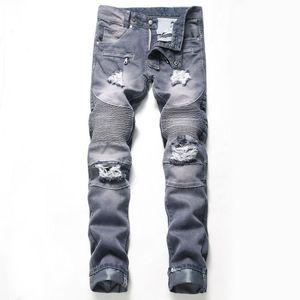 2023 Tùy Chỉnh Thẳng Rắn Denim Jeans Người Đàn Ông Ome Dịch Vụ Thoáng Khí Thường Xuyên Phù Hợp Thường Xuyên Biker Quần Cao Đường Phố Thoải Mái - Product Image 4