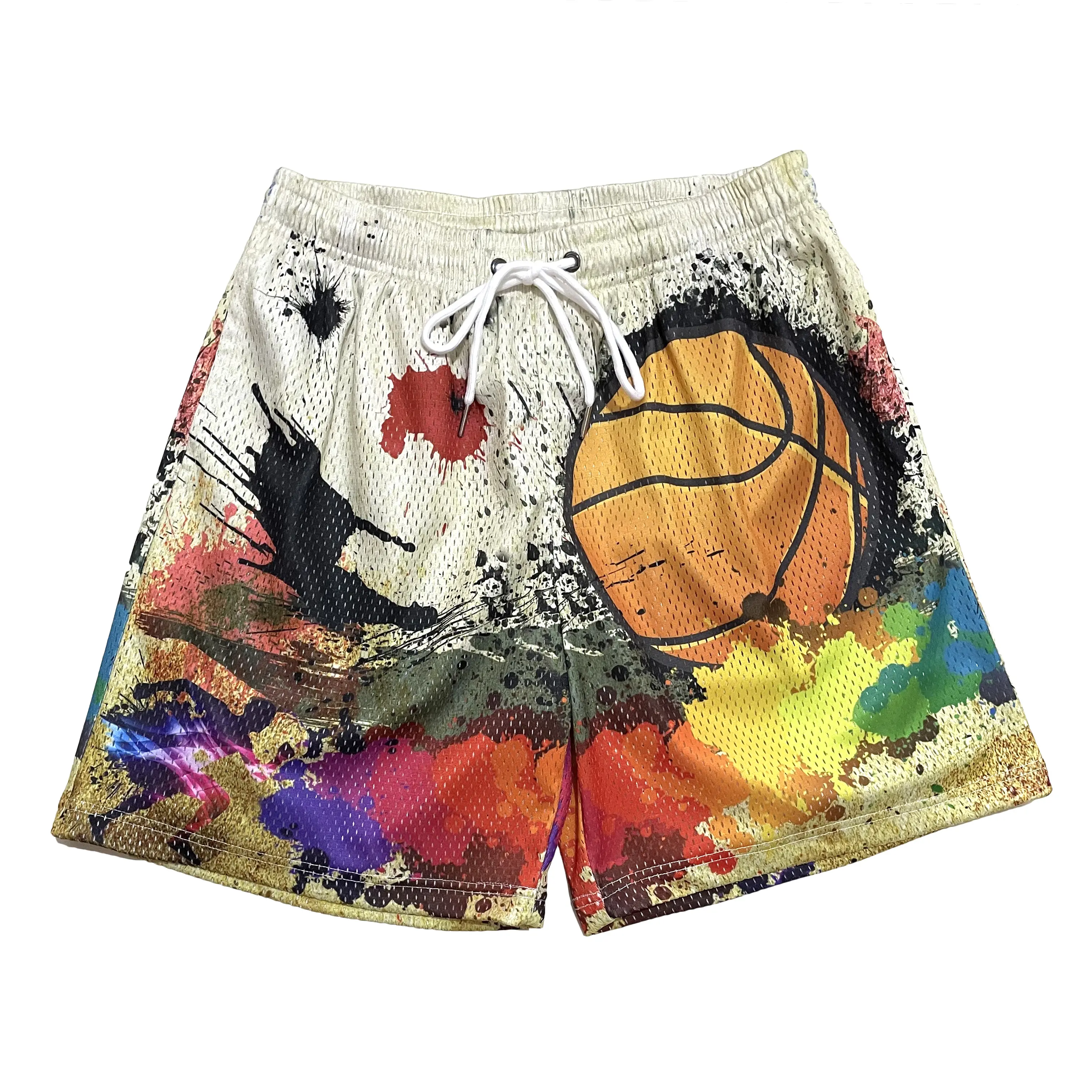 Custom Color Logo High, Quality Mesh Shorts with Drawstring Wholesale Sublimation Quick Dry Men Plus Size Black Mesh Gym Shorts