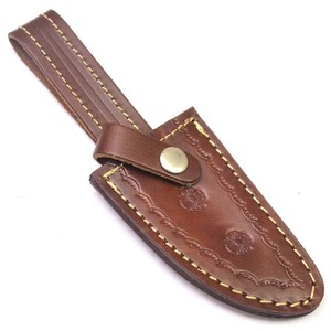 Top Hot Selling Factory OEM Product Rich Grain Leather Handmade Stamped Contrast Shaded Leather Sheath for Fixed Blade Knives - Product Image 1